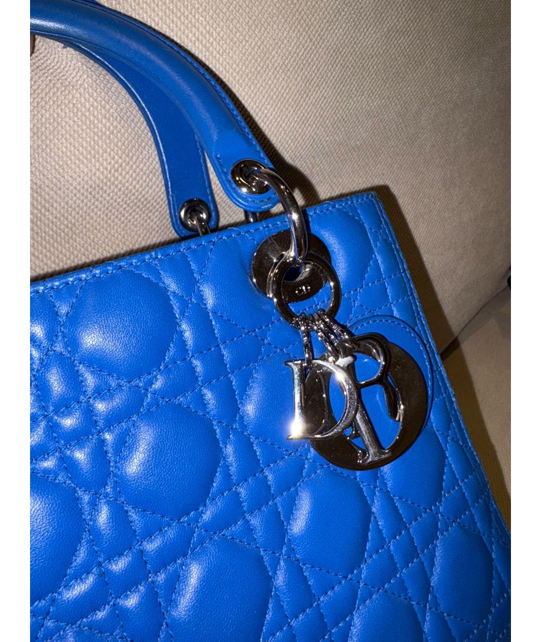 CHRISTIAN DIOR Синяя кожаная сумка с короткими ручками, фото 6