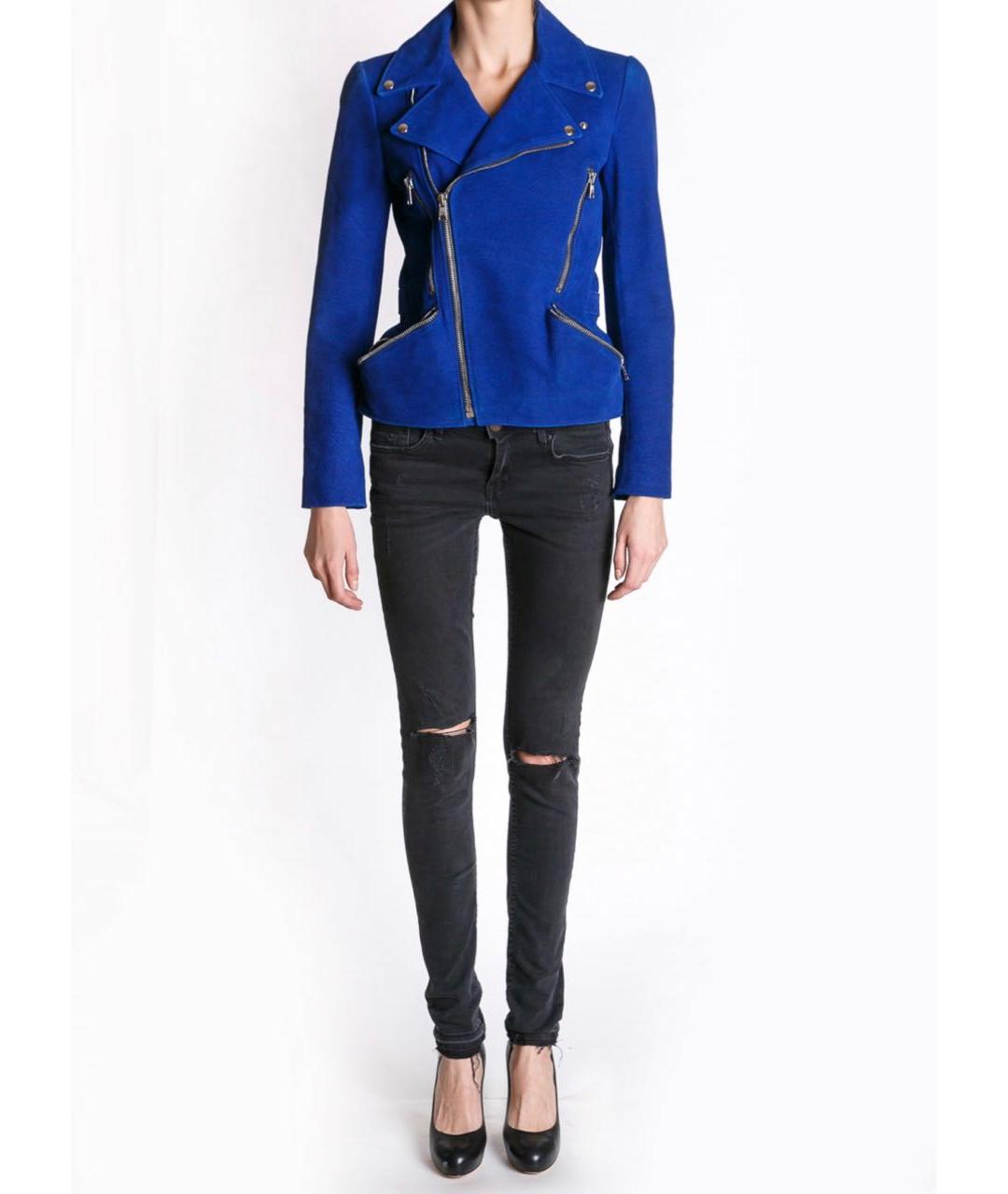ALEXANDER MCQUEEN Синяя кожаная куртка, фото 2