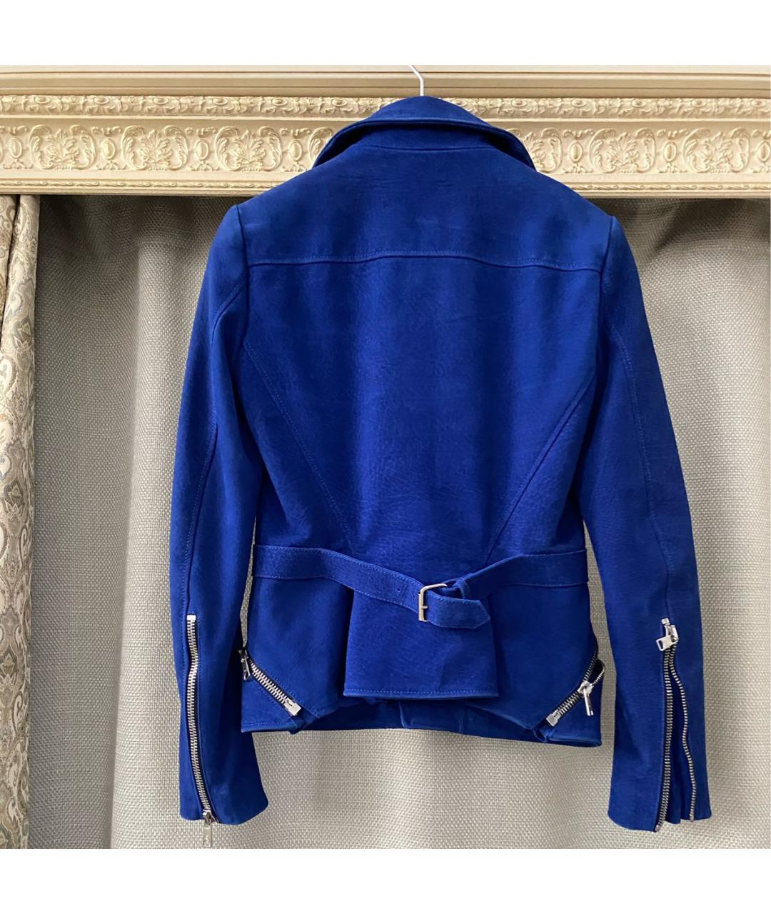 ALEXANDER MCQUEEN Синяя кожаная куртка, фото 6