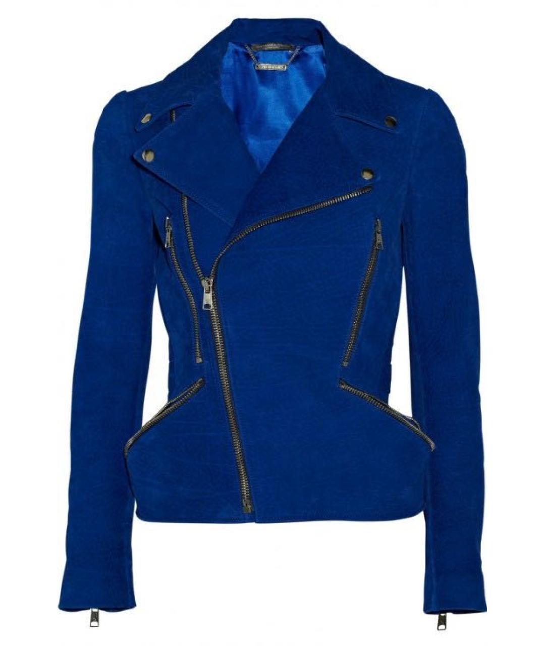 ALEXANDER MCQUEEN Синяя кожаная куртка, фото 1