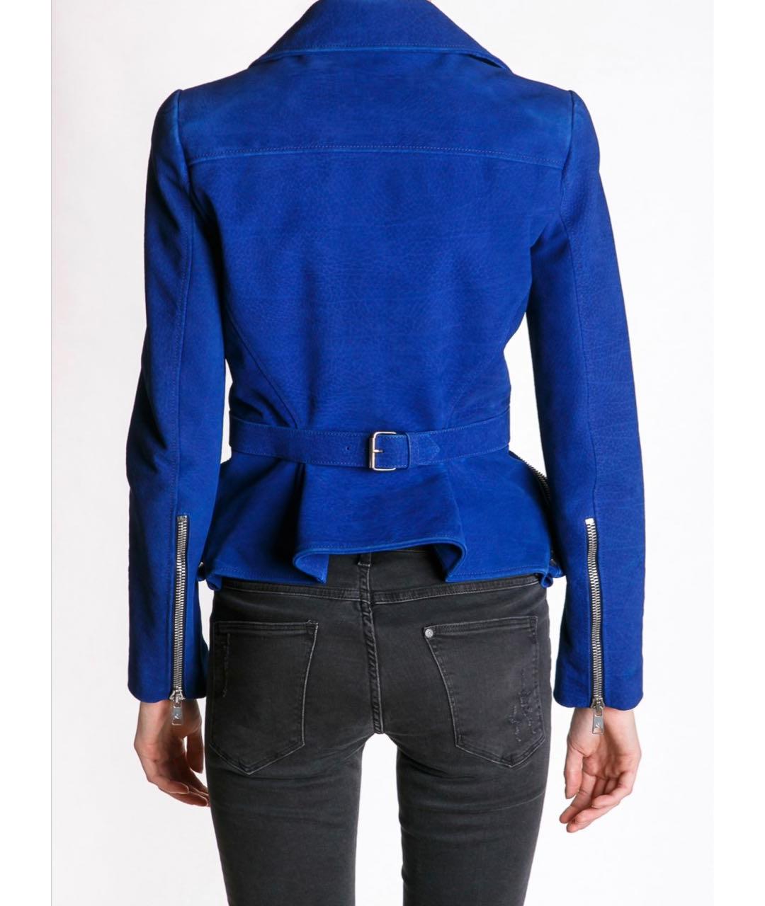 ALEXANDER MCQUEEN Синяя кожаная куртка, фото 4
