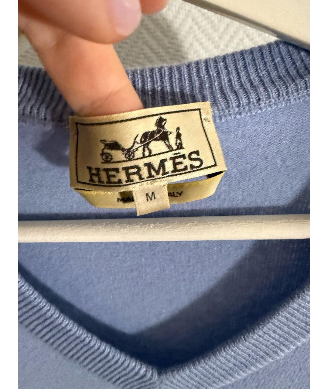 HERMES Голубой кашемировый джемпер / свитер, фото 5