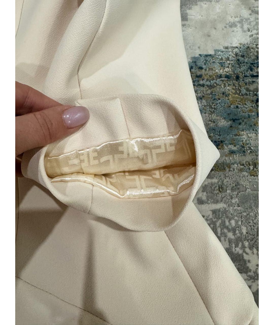 ELISABETTA FRANCHI Бежевое полиамидовое коктейльное платье, фото 6