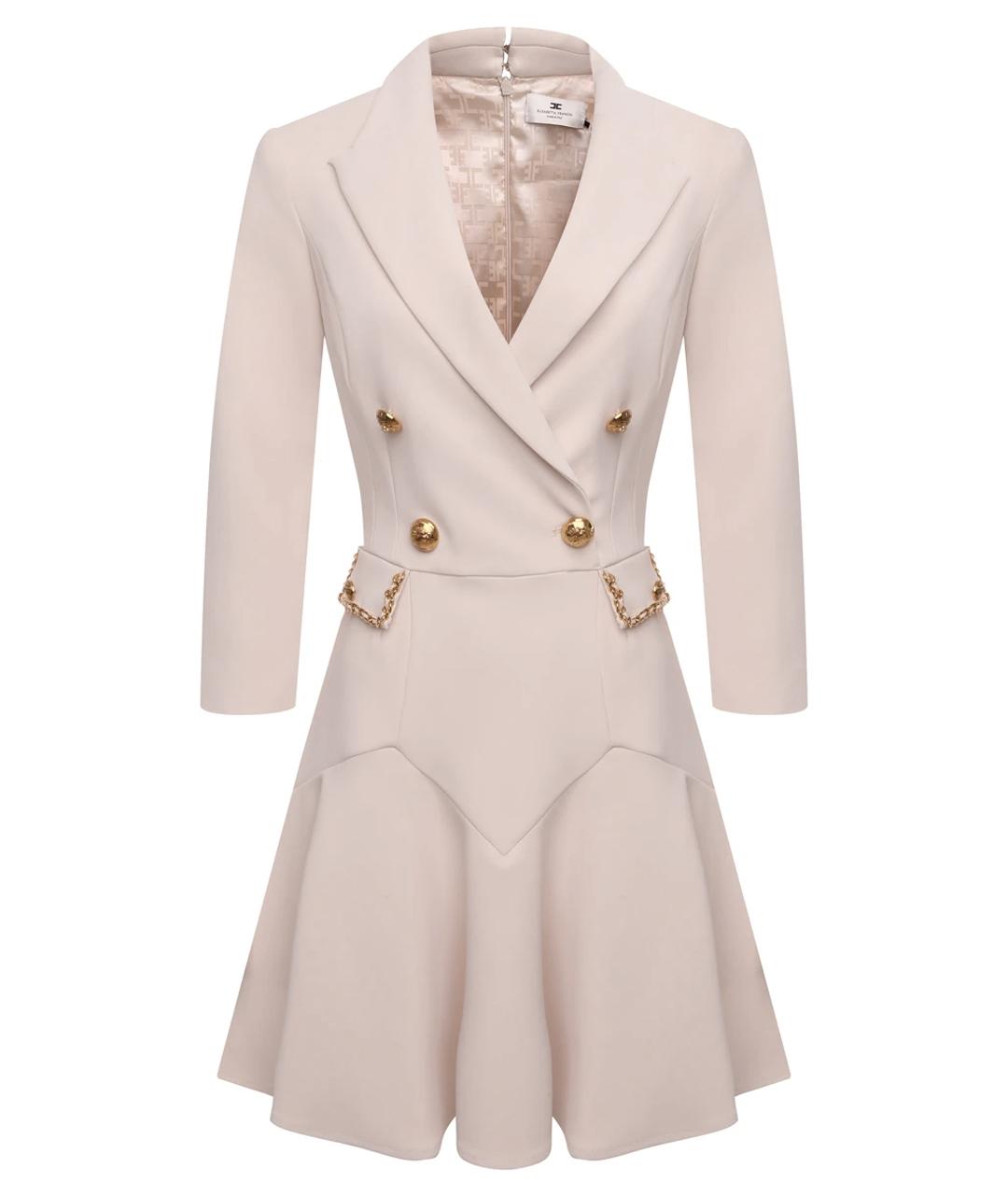 ELISABETTA FRANCHI Бежевое полиамидовое коктейльное платье, фото 1