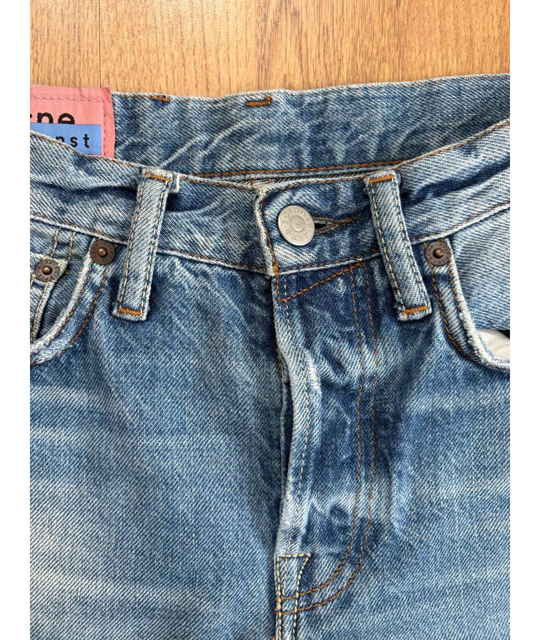 ACNE STUDIOS Голубые хлопковые прямые джинсы, фото 5