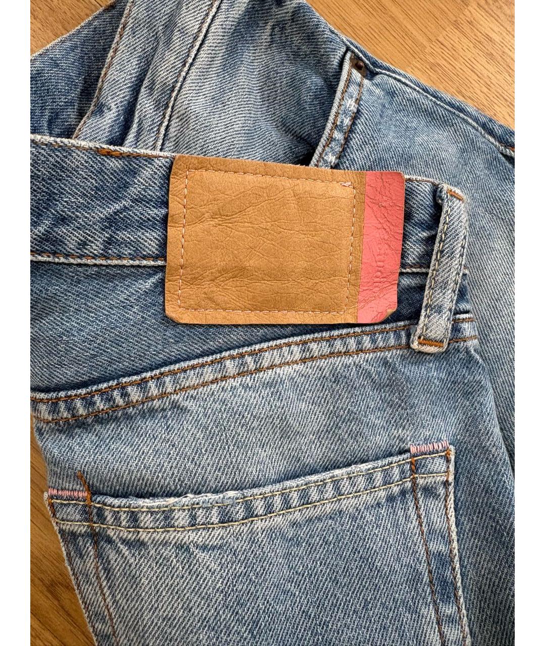 ACNE STUDIOS Голубые хлопковые прямые джинсы, фото 3