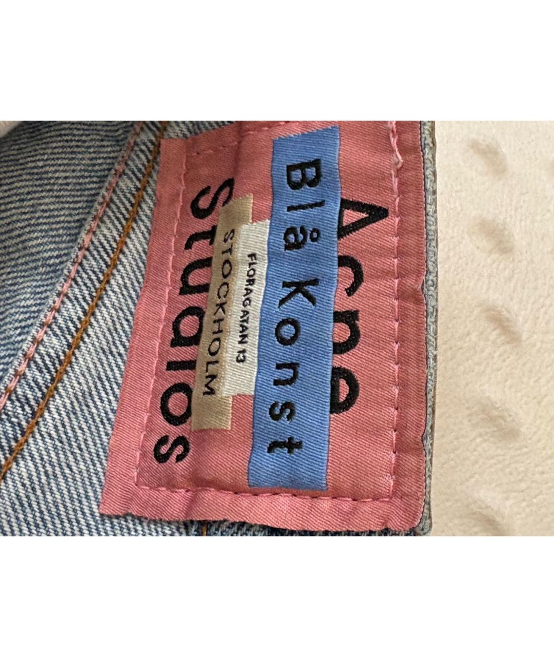 ACNE STUDIOS Голубые хлопковые прямые джинсы, фото 4