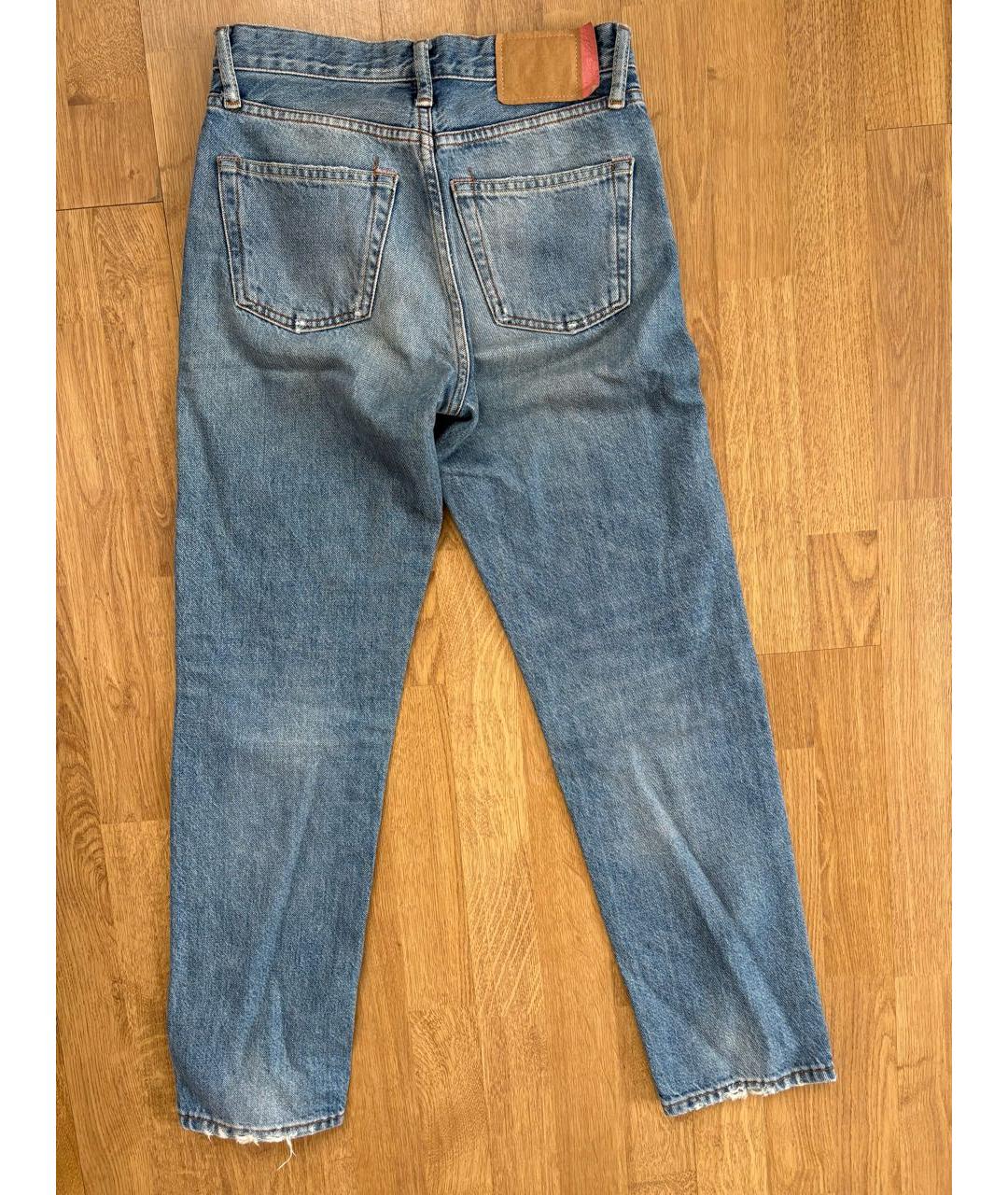 ACNE STUDIOS Голубые хлопковые прямые джинсы, фото 2