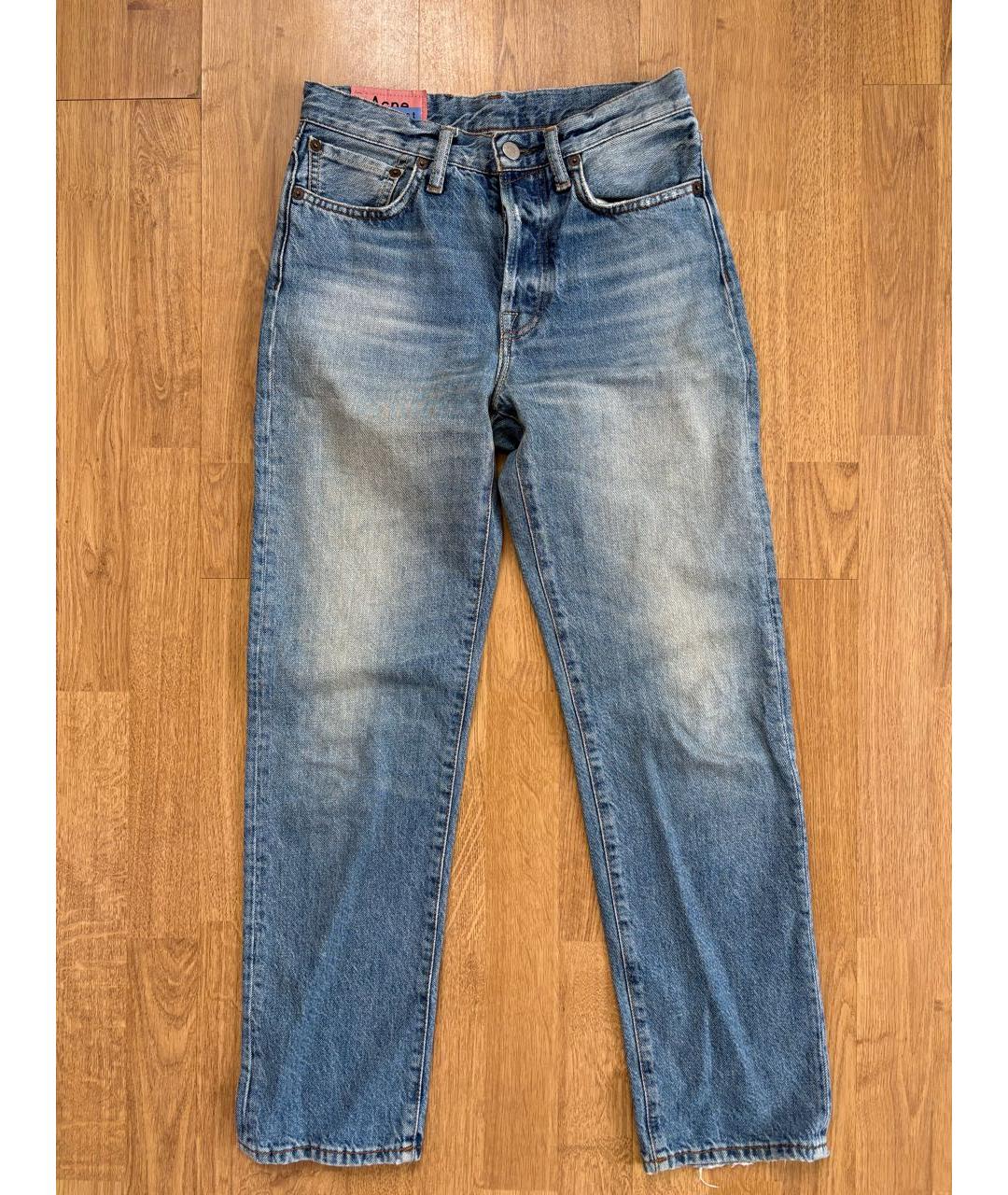 ACNE STUDIOS Голубые хлопковые прямые джинсы, фото 7