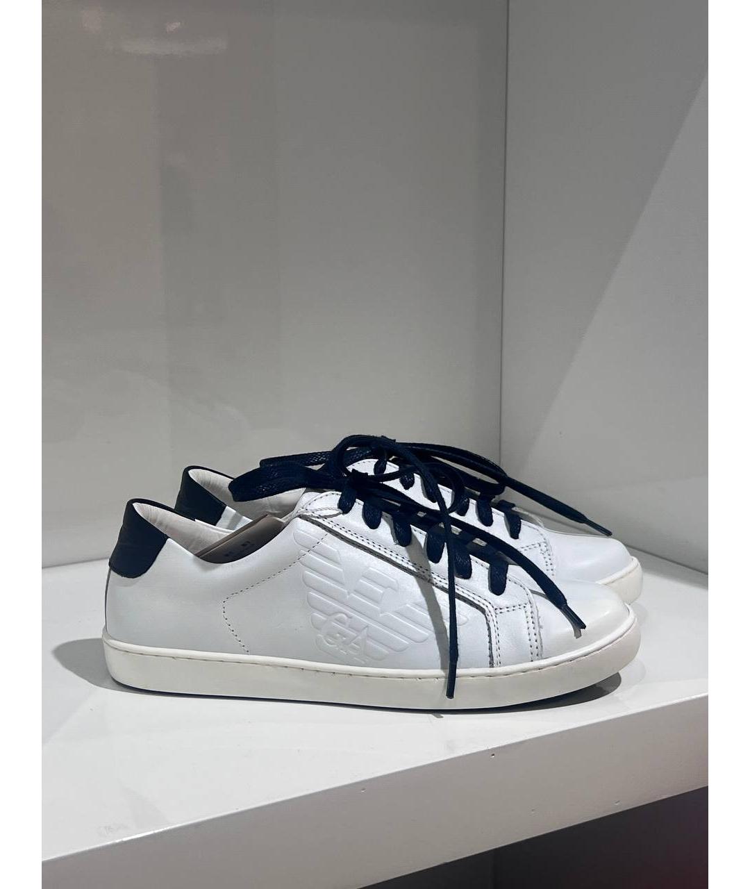 EMPORIO ARMANI Белые кожаные кеды, фото 3