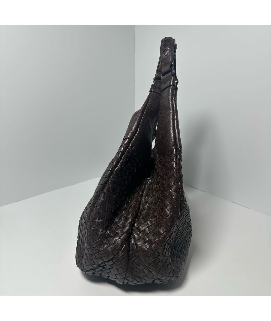 BOTTEGA VENETA Коричневая кожаная сумка с короткими ручками, фото 4