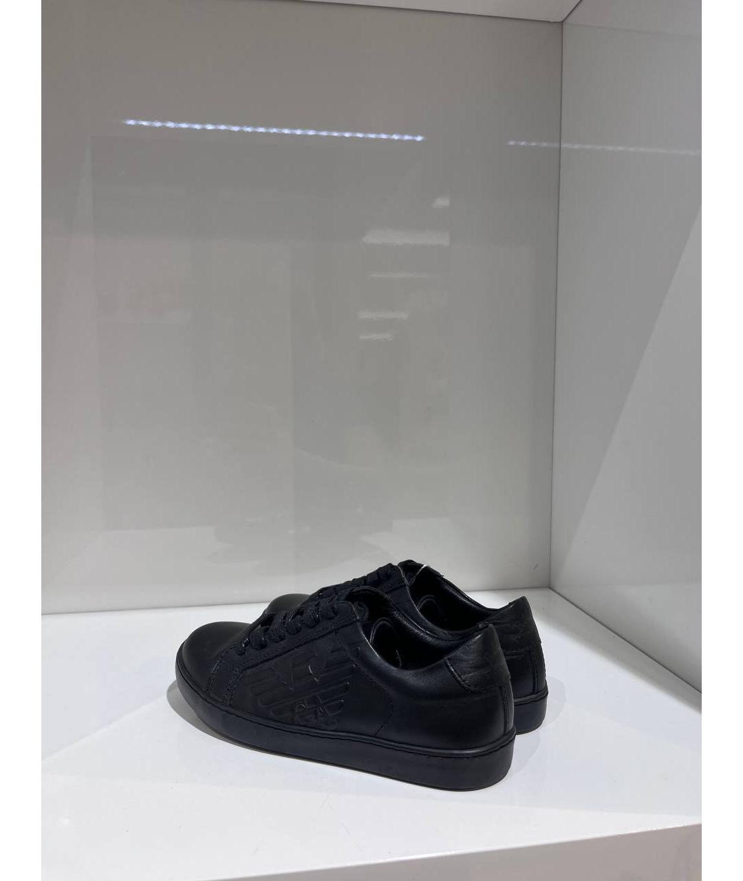 EMPORIO ARMANI Черные кожаные кеды, фото 3