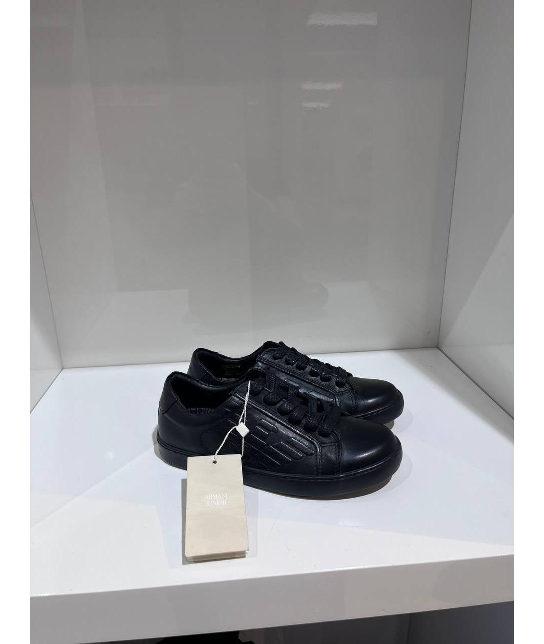 EMPORIO ARMANI Черные кожаные кеды, фото 2