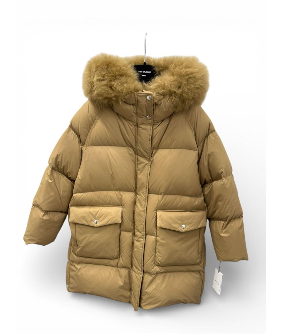 YVES SALOMON Коричневый полиэстеровый пуховик, фото 4