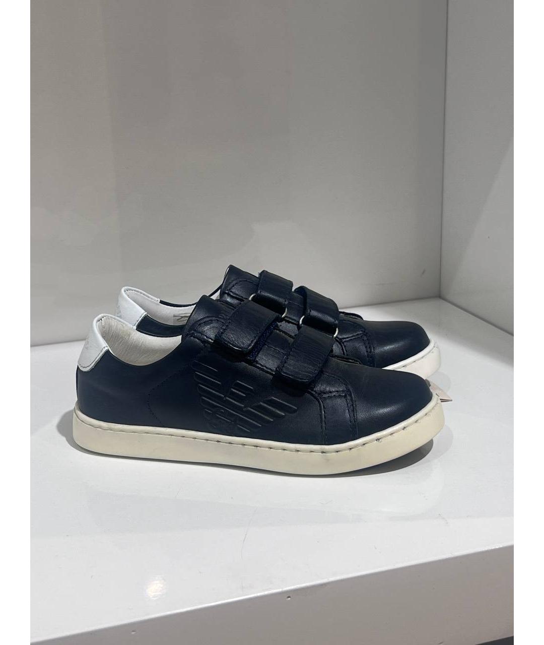 EMPORIO ARMANI Темно-синие кожаные кеды, фото 3