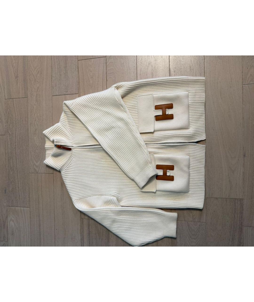 HERMES Белый шерстяной кардиган, фото 3