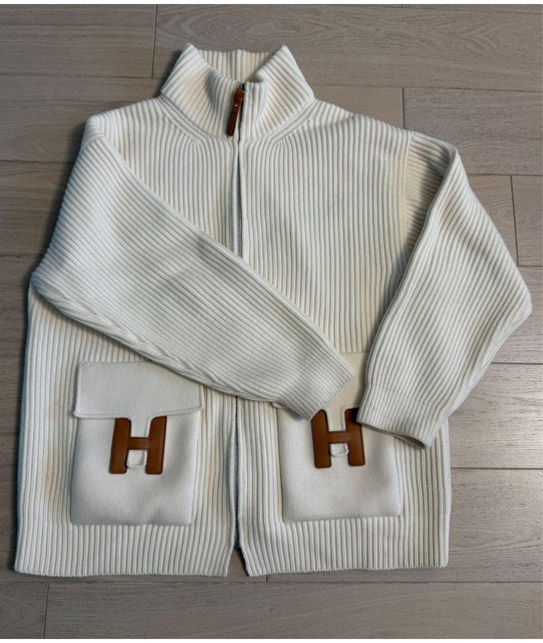 HERMES Белый шерстяной кардиган, фото 4