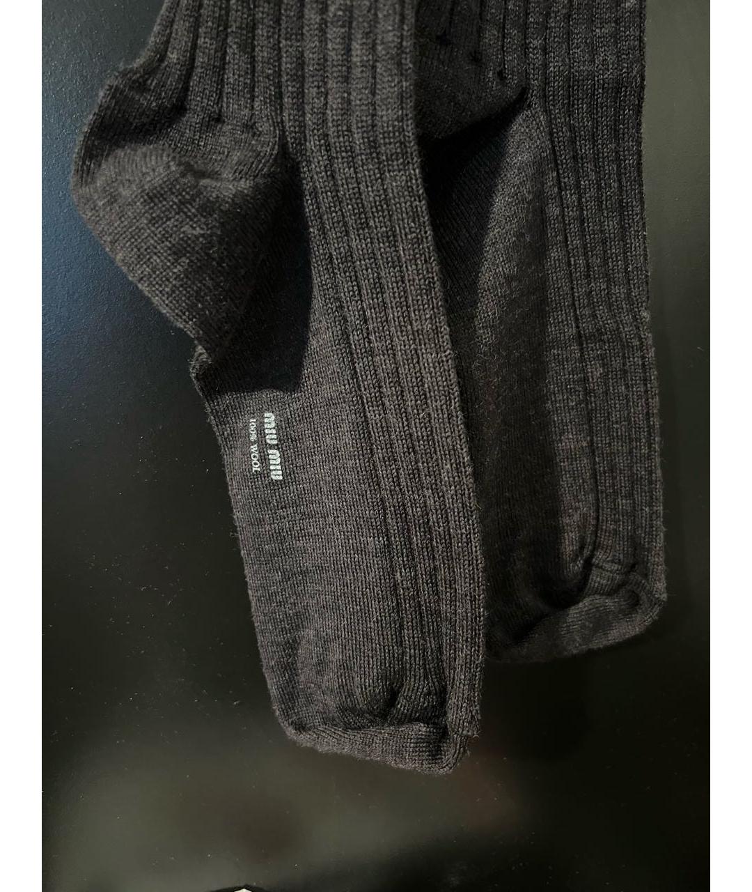 MIU MIU Антрацитовые носки, чулки и колготы, фото 2