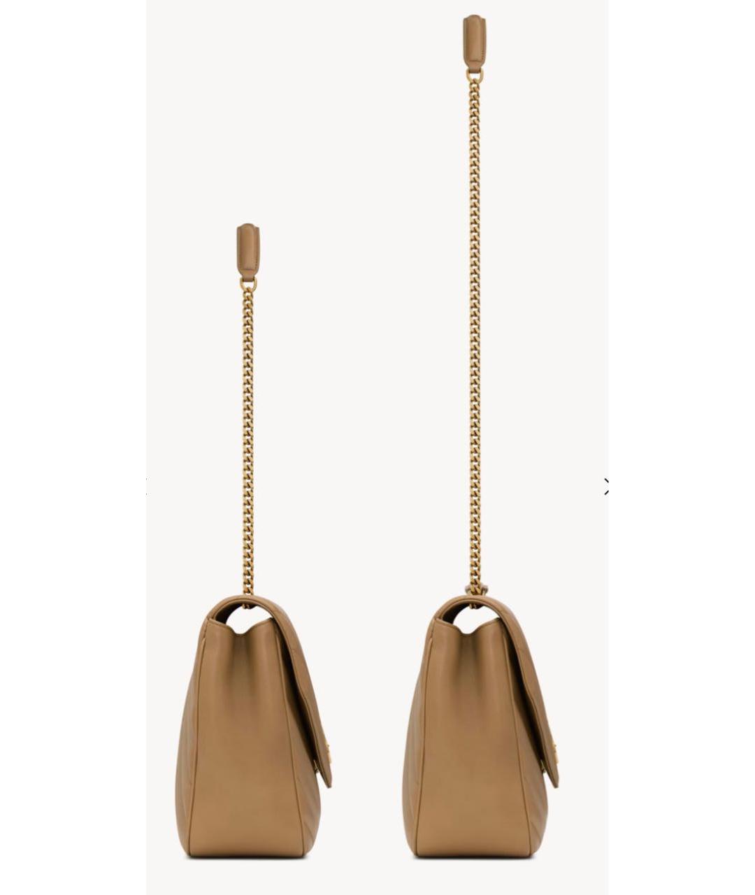 SAINT LAURENT Бежевая кожаная сумка через плечо, фото 5