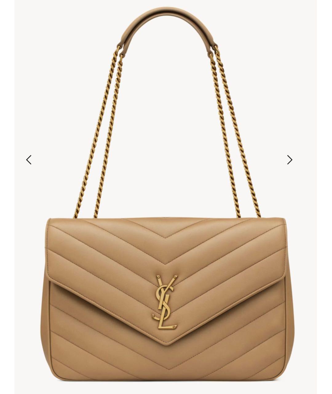 SAINT LAURENT Бежевая кожаная сумка через плечо, фото 9