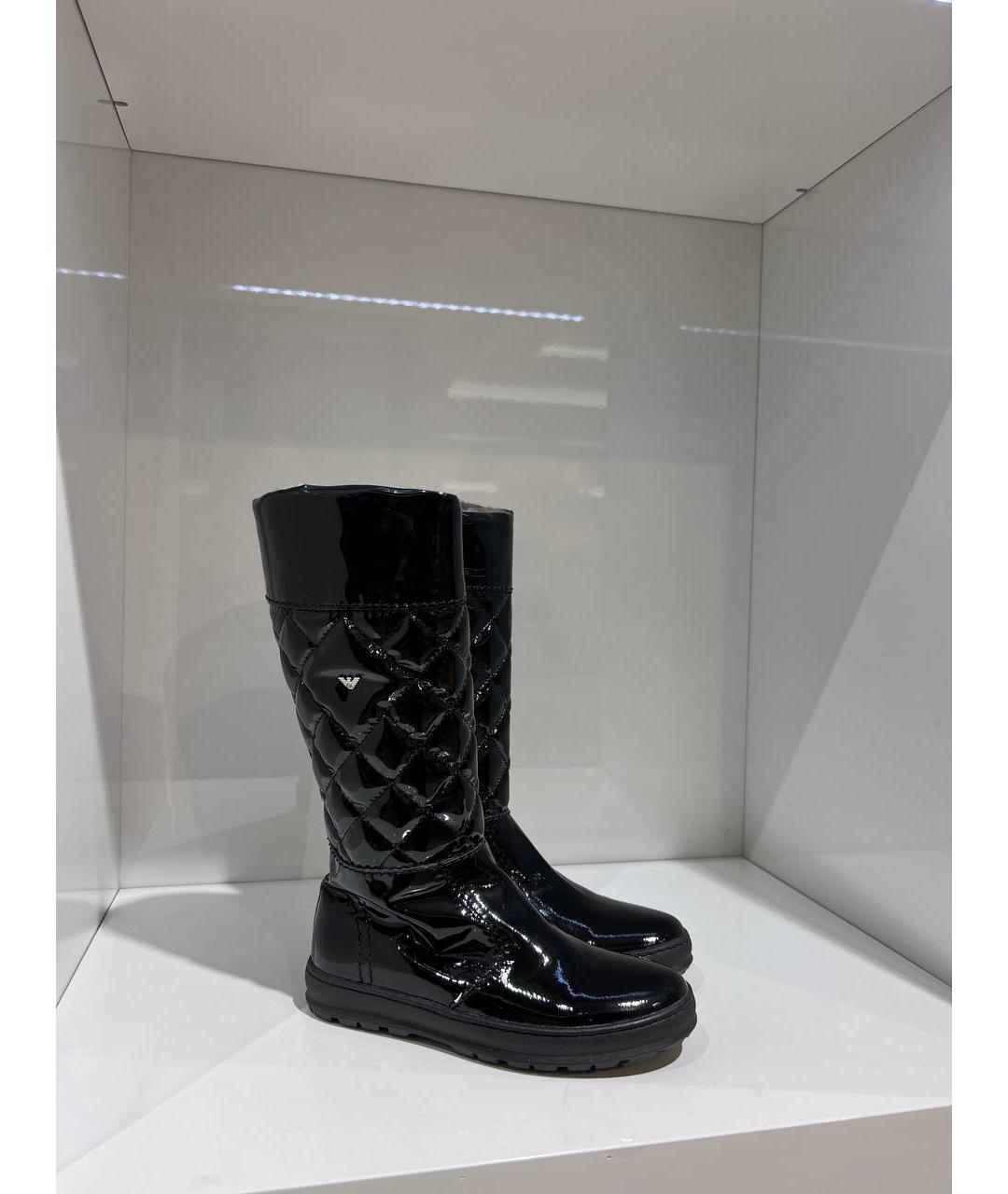 ARMANI JUNIOR Черные сапоги из лакированной кожи, фото 2