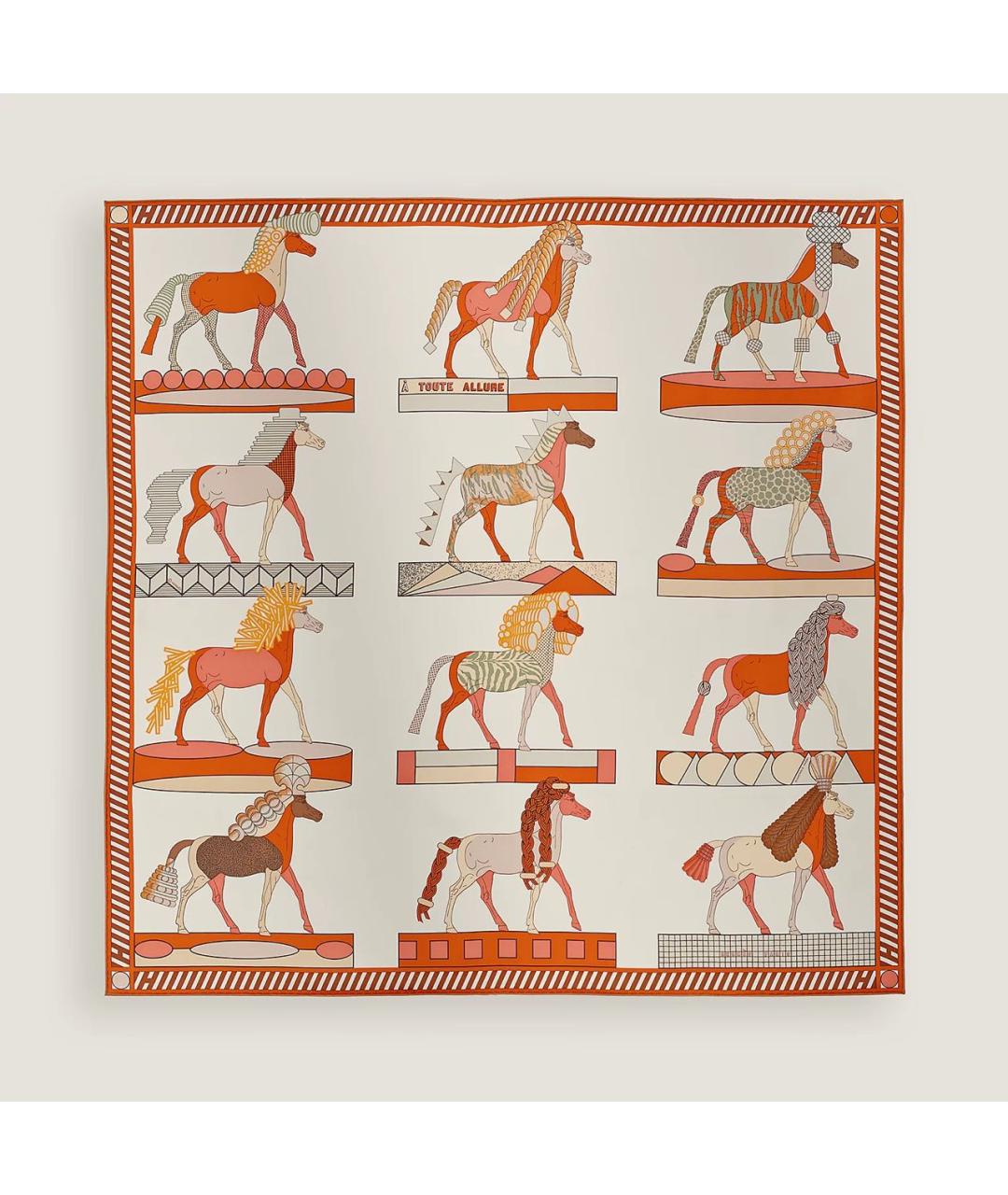 HERMES Мульти шелковый платок, фото 4