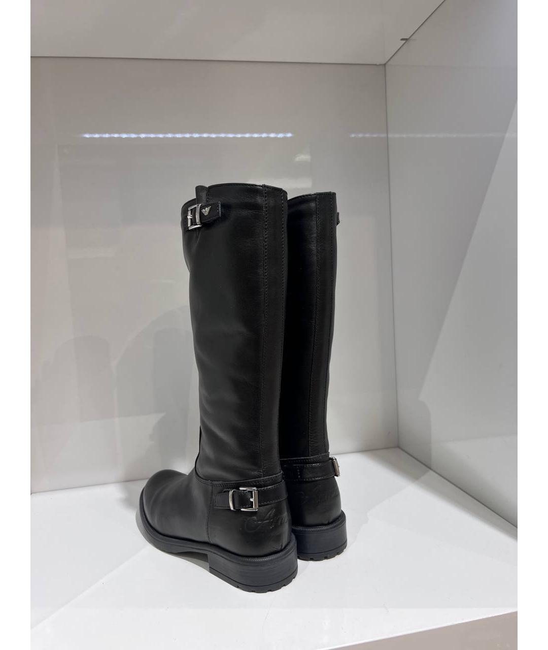 ARMANI JUNIOR Черные кожаные сапоги, фото 3