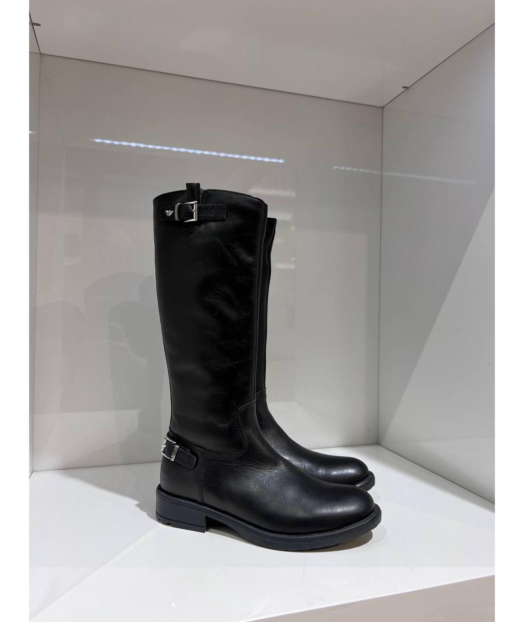 ARMANI JUNIOR Черные кожаные сапоги, фото 4