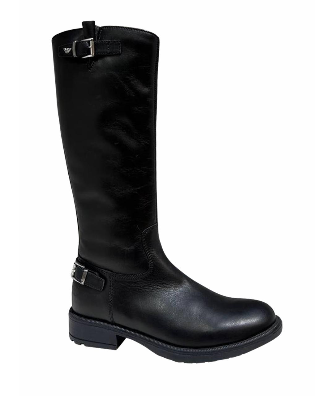 ARMANI JUNIOR Черные кожаные сапоги, фото 5