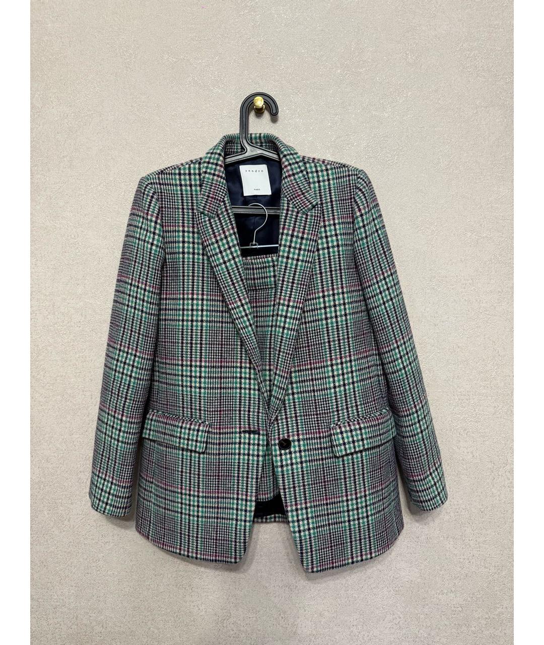 SANDRO Зеленый шерстяной костюм с юбками, фото 6