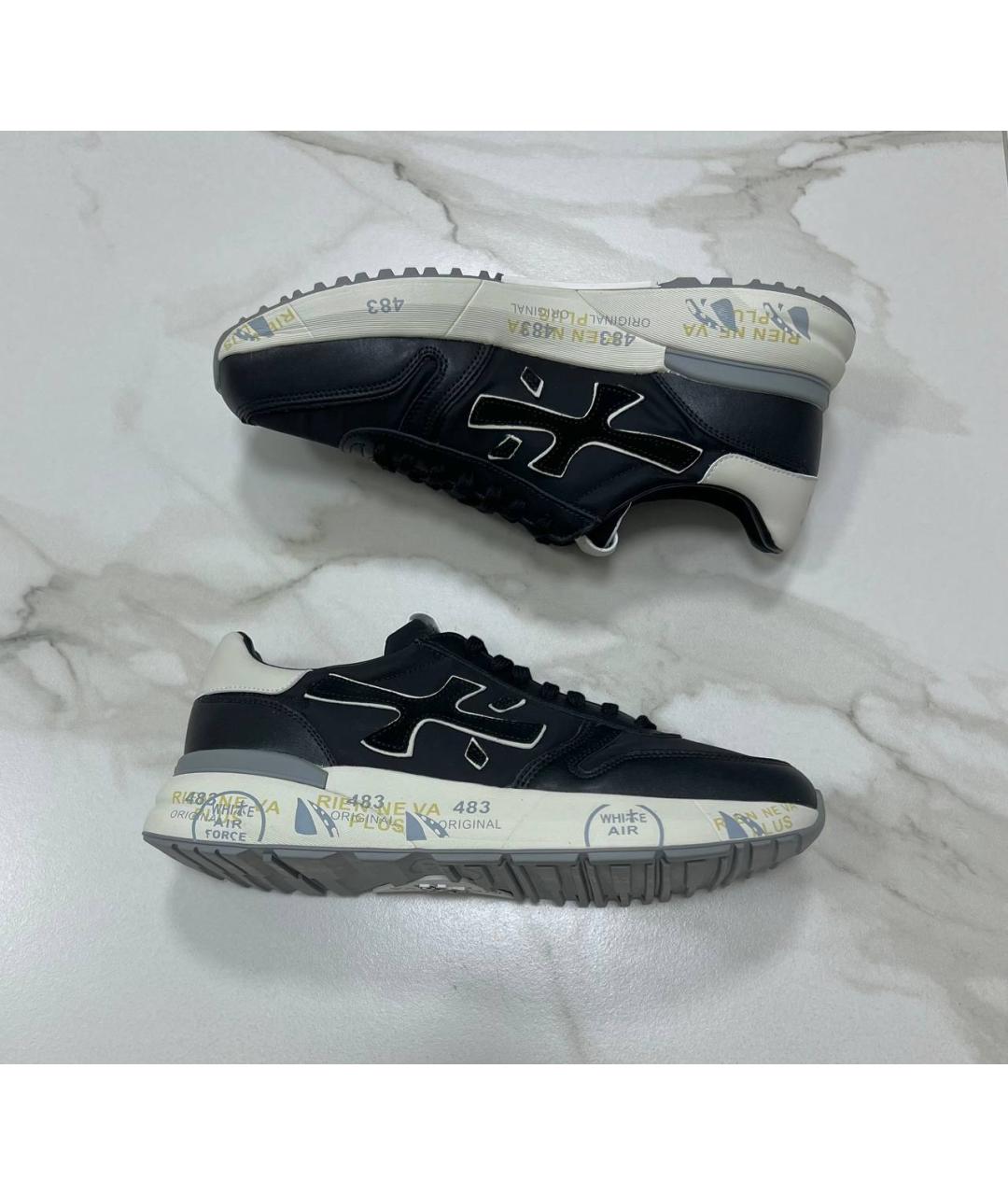 PREMIATA Черные кожаные низкие кроссовки / кеды, фото 7