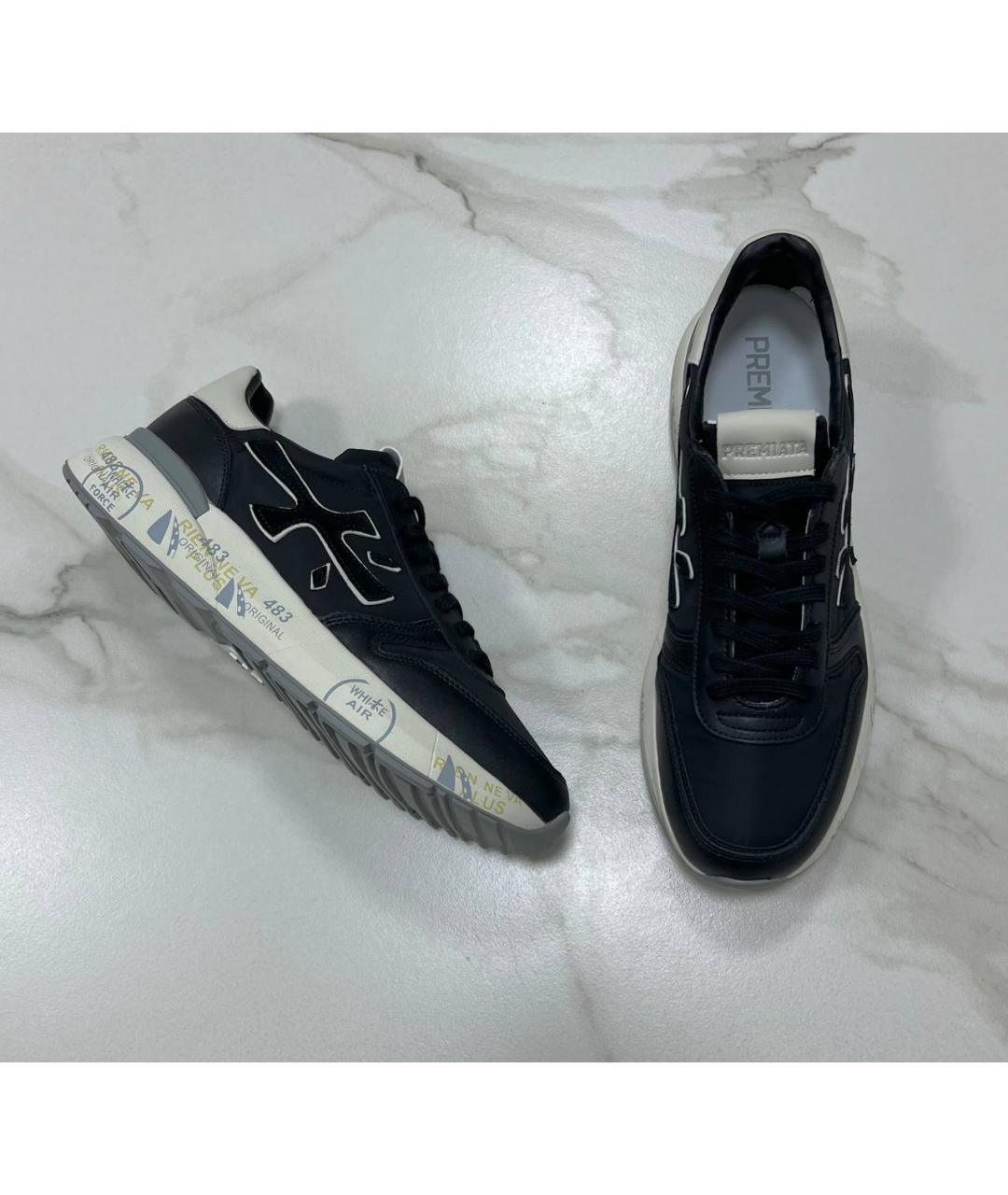 PREMIATA Черные кожаные низкие кроссовки / кеды, фото 2