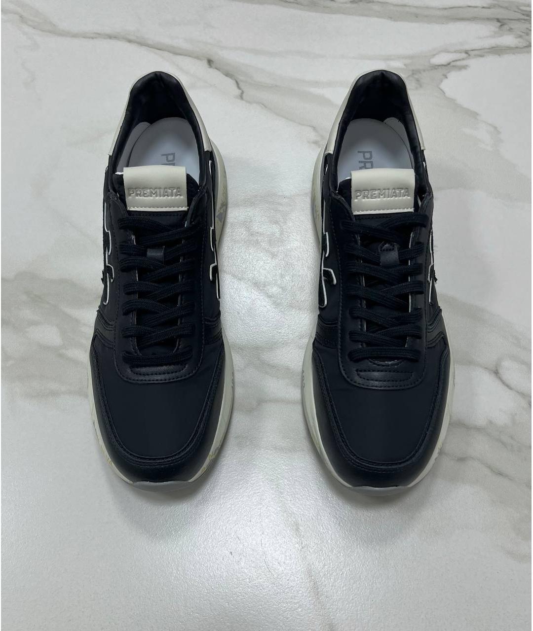 PREMIATA Черные кожаные низкие кроссовки / кеды, фото 3