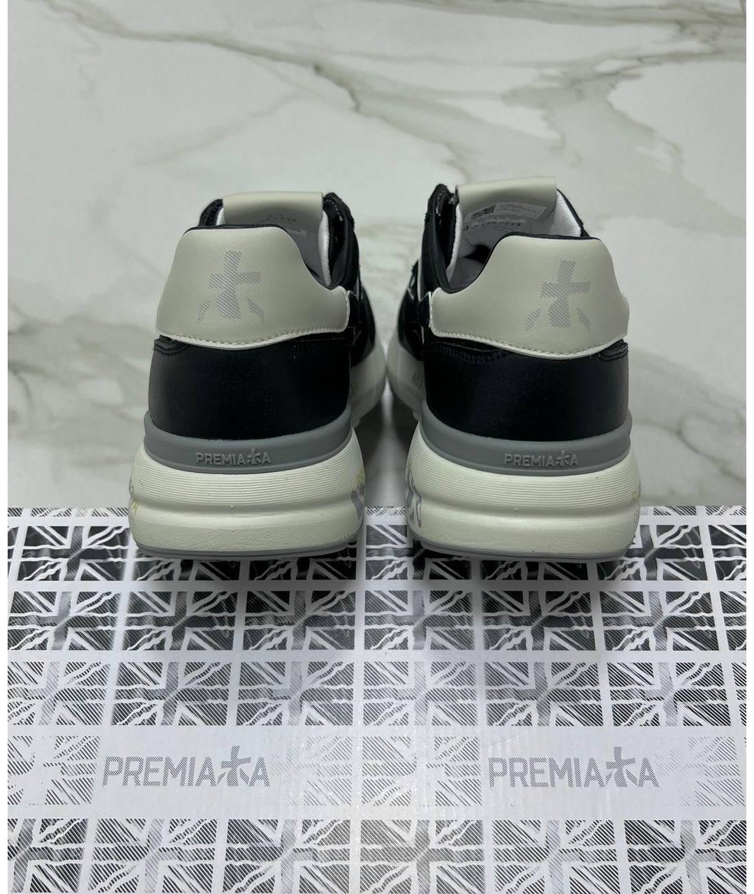 PREMIATA Черные кожаные низкие кроссовки / кеды, фото 5