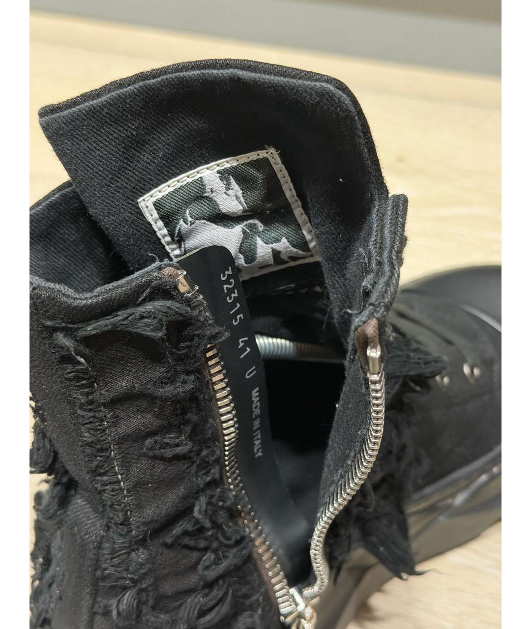 RICK OWENS Черные текстильные кроссовки, фото 6