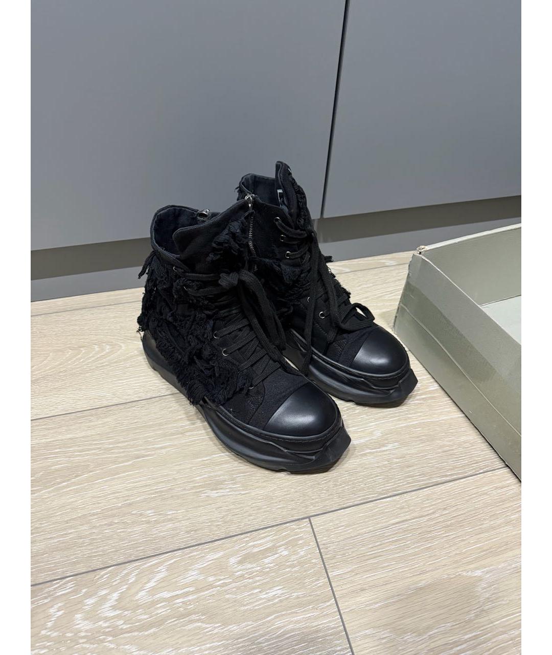 RICK OWENS Черные текстильные кроссовки, фото 2