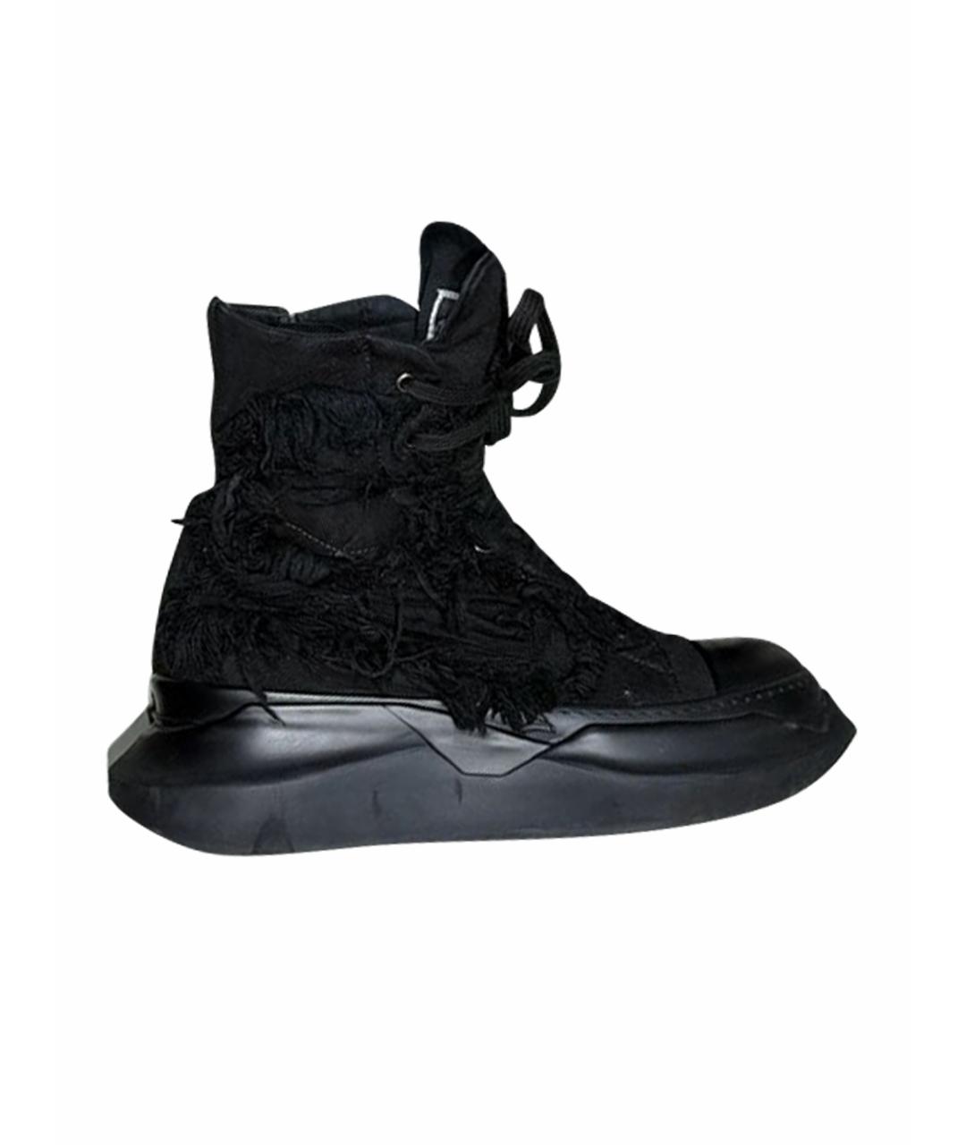 RICK OWENS Черные текстильные кроссовки, фото 1
