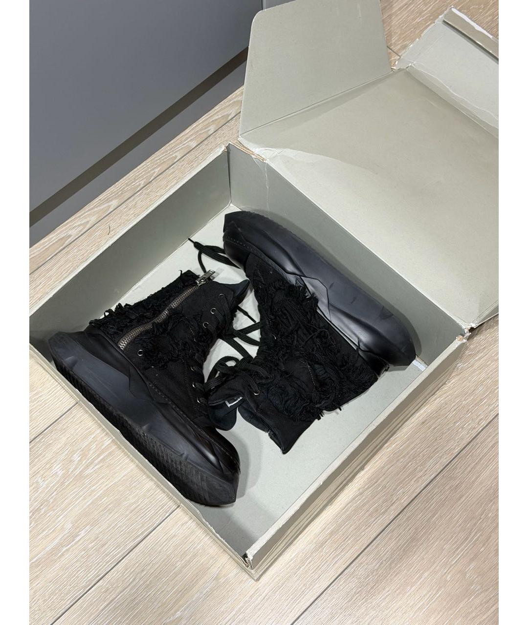 RICK OWENS Черные текстильные кроссовки, фото 8