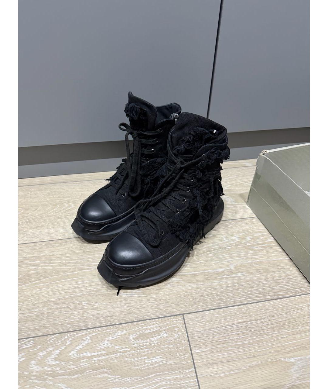 RICK OWENS Черные текстильные кроссовки, фото 3