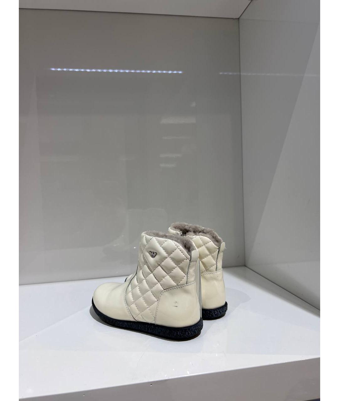 ARMANI JUNIOR Белые кожаные ботинки, фото 2