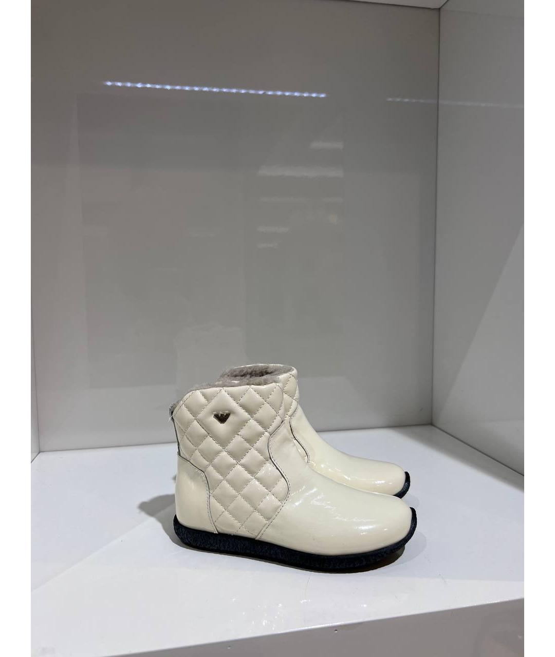 ARMANI JUNIOR Белые кожаные ботинки, фото 4