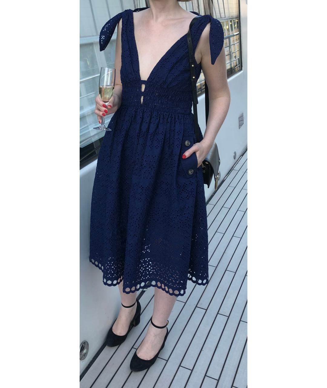 SELF-PORTRAIT Темно-синий хлопковый сарафан, фото 6