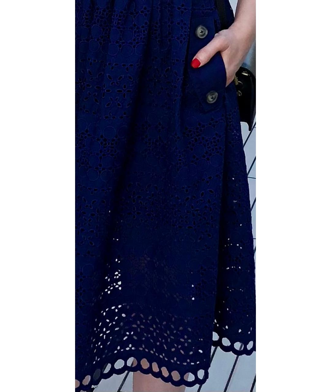 SELF-PORTRAIT Темно-синий хлопковый сарафан, фото 2