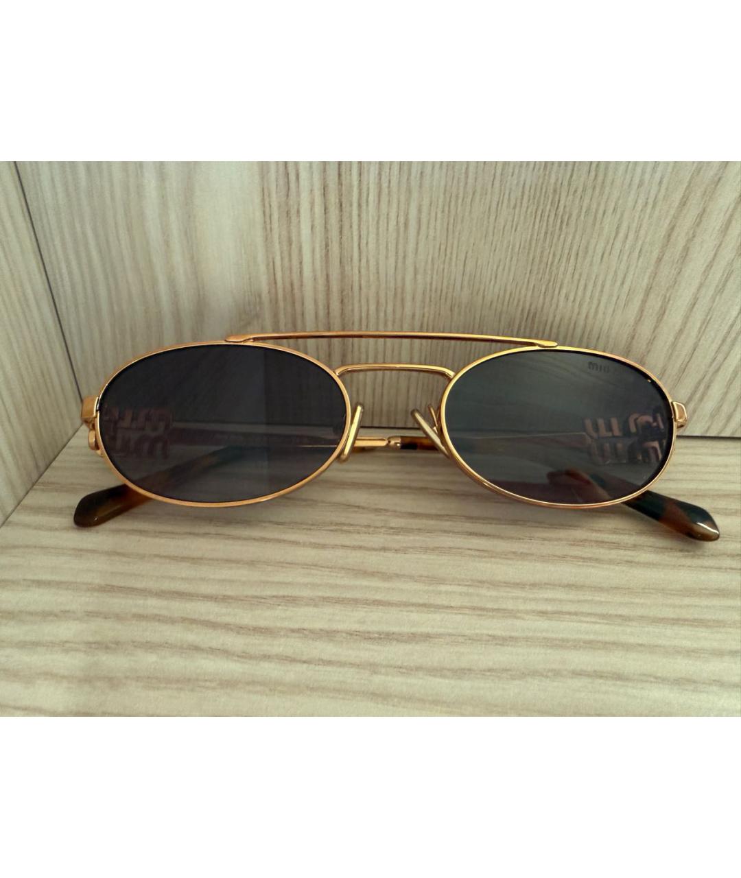 MIU MIU Коричневые металлические солнцезащитные очки, фото 6