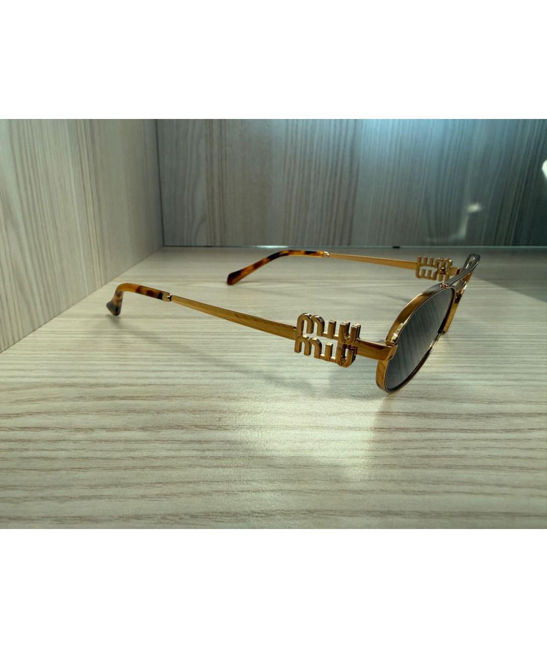 MIU MIU Коричневые металлические солнцезащитные очки, фото 3