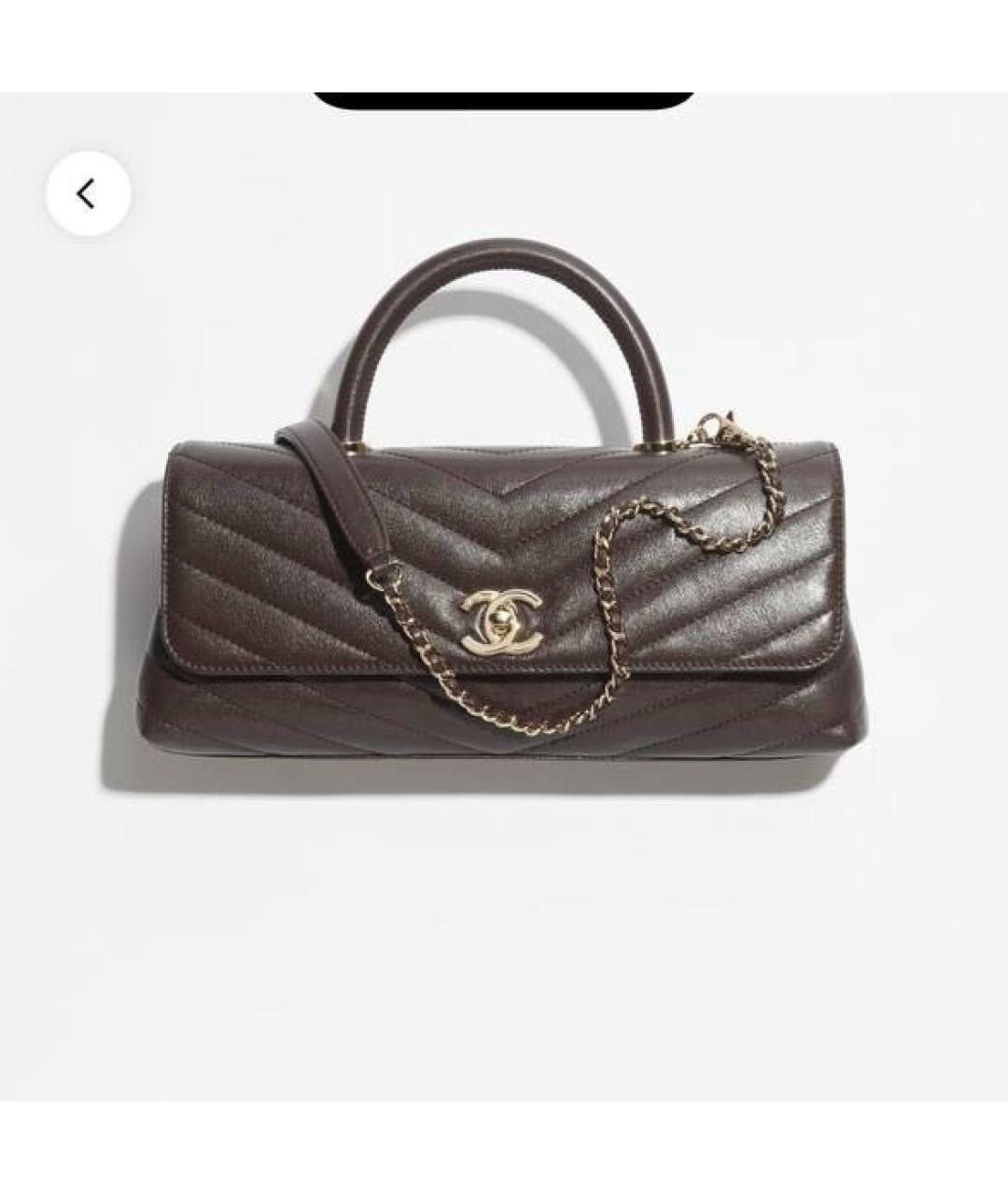 CHANEL Коричневая кожаная сумка через плечо, фото 4