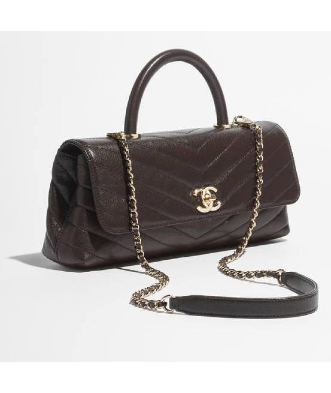 CHANEL Коричневая кожаная сумка через плечо, фото 2