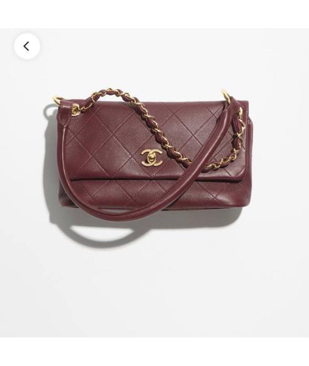 CHANEL Бордовая кожаная сумка через плечо, фото 4