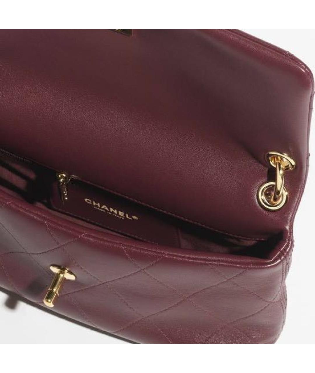 CHANEL Бордовая кожаная сумка через плечо, фото 3