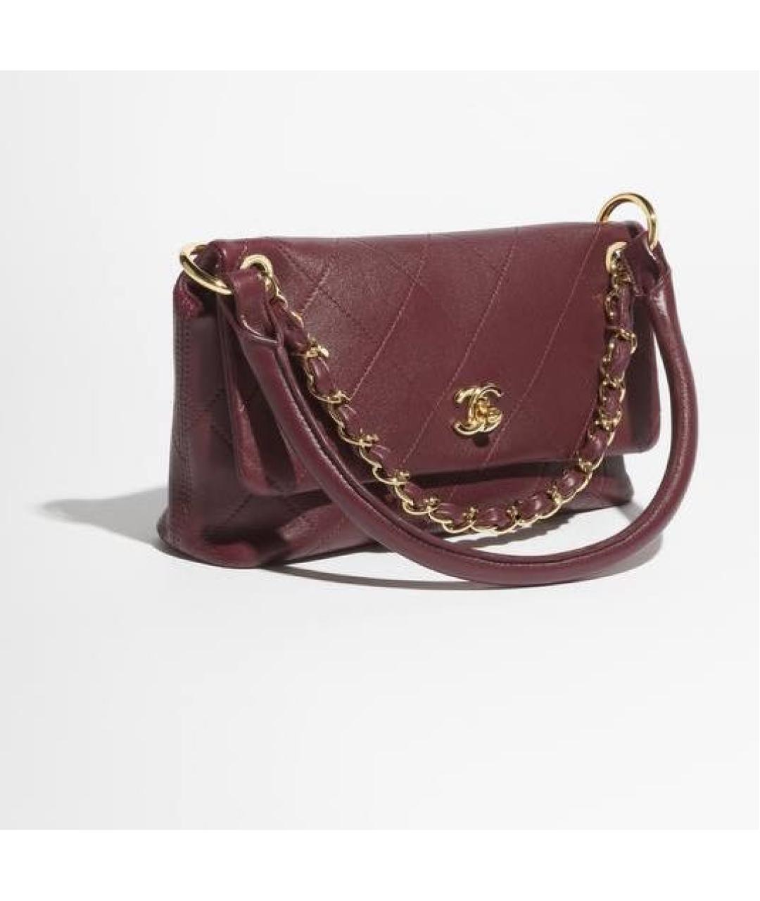 CHANEL Бордовая кожаная сумка через плечо, фото 2